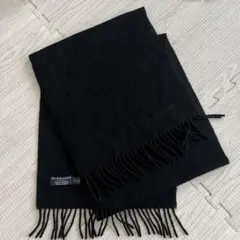 レア 希少 黒 着用 バーバリーロンドン　マフラー　カシミヤ100%　両フリンジ レア 希少 黒 着用 バーバリーロンドン マフラー カシミヤ100