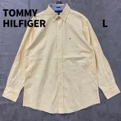 トミーヒルフィガー オックスフォード長袖シャツ L 黄色 コットン【6621】