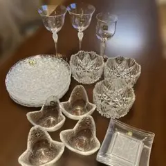 HOYAクリスタル　ガラス皿　ワイングラス18セット
