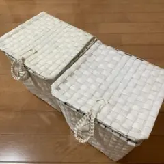 蓋付き バスケット かご ホワイト 2個セット