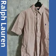 Ralph Lauren クラシックフィット 半袖シャツ 赤と白のストライプ