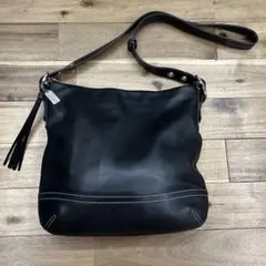 (美品) COACH ショルダーバッグ ブラック レザー　ホワイトステッチY2Kのサムネイル