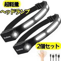 ２個組 ヘッドライト USB充電 人感センサー ヘッドランプ ヘルメットライト
