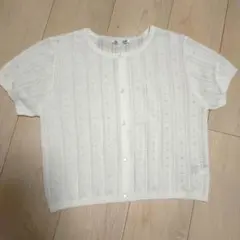 GU ホワイト レース編み カーディガン キッズ M