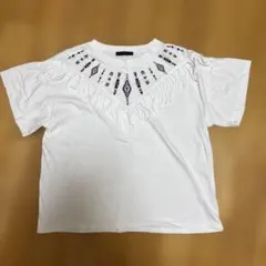ネイティブ柄フリンジTシャツ ホワイト Mのサムネイル