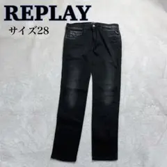 【新品】 REPLAY リプレイ デニムパンツ サイズ28 ブラック ストレッチのサムネイル