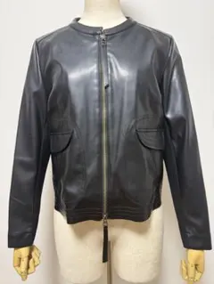 【新品未使用品_定価27,000円 フェイクレザー×ニット切替ジャケット】