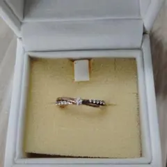 セール　カナル4°C　CZ付きピンクゴールドカラーシルバー リング 　７号