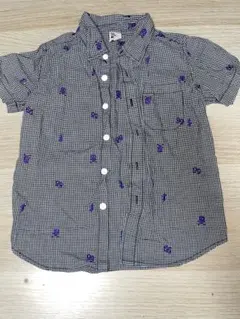 【美品】MPS 半袖シャツ　ドクロ柄　チェック　130