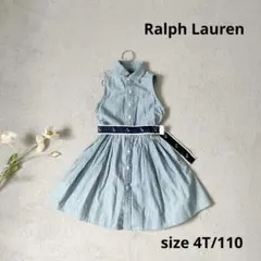 【Ralph Lauren】女の子　ワンピース　デニム　110 ブルー　ノースリ