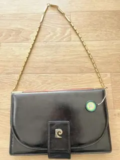 Pierre Cardin ブラックレザーショルダーバッグ　ビンテージのサムネイル