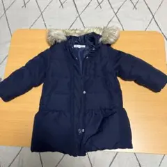 GLOBAL WORK フード付きダウンコート S ネイビー