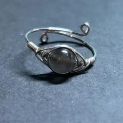 WR670FS 天然石 ワイヤーリング タンザニア産 ブラックムーンストーン