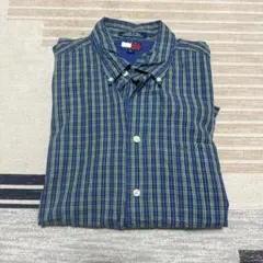 【TOMMY】 半袖シャツ L ネイビー グリーン
