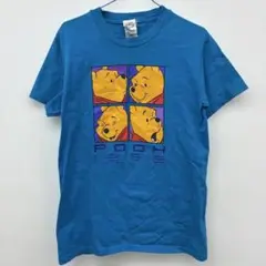 USA製　Disney Tシャツ　プーさん　S 青　わ41