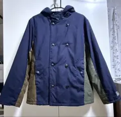 ゴースローキャラバン　中綿　ダウンジャケット　ネイビー　切り替え　アウター