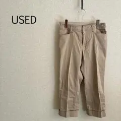 b0082【USED】クロップドパンツ チノパン ダブル裾 シンプル