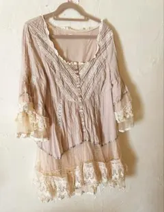 Snidel レース長袖ブラウス/FREE/コットン/PNK