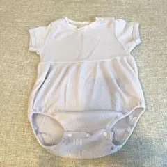 薄紫色リブ編みロンパース　ベビー　半袖