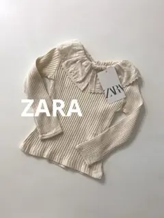 新品未使用タグ付ZARAザラベビーレース襟リブトップス長袖春服90cmカットソー