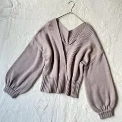 グレイル カシュクール カーディガン リブ切替ニット ショート丈 ボリューム袖