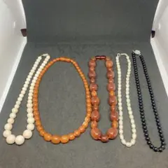 琥珀　淡水パールなどネックレスセット　まとめて5点　断捨離　大掃除