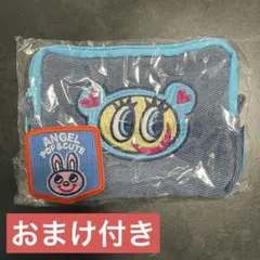 エンジェルブルー　ナカムラくん　デニム刺繍ポーチ　ブルー　おまけ付き