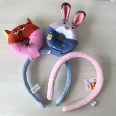 正規品 上海ディズニー ズートピア ニックとジュディ カチューシャ2点