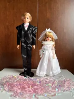 リカちゃん・かけるくんウェディングドール　平成初期レア品　日本製　スタンド付き