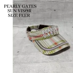PEARLY GATES バイザー ロゴ入り グリーン×チェック