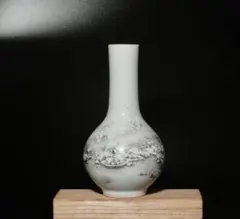 中古 白磁 浮彫 万雪千山図 天球瓶 詩文款 景徳鎮風 中国美術 CL0036 中古 白磁 浮彫 万雪千山図 天球瓶 詩文款 景徳鎮風 中国美術 CL0036