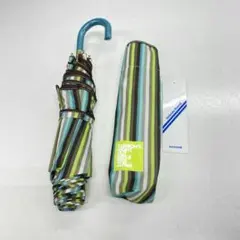 ♢754 折り畳み傘 記念グッズ アンブレラストライプグリーンカラー 雨傘