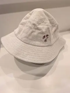【50cm】白 バケットハット 花柄刺繍帽子