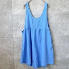 シーイン 無地 ミニワンピース 裾フレア M 青 ポリエステル キュロット