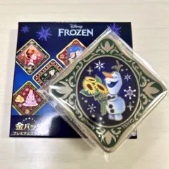 オラフ アナと雪の女王 プレミアムスクエア缶バッジ 金バッジ