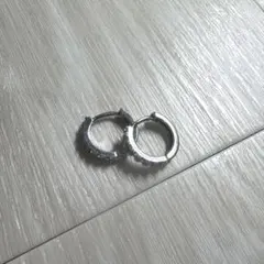 ストーン付き フープピアス シルバーカラー