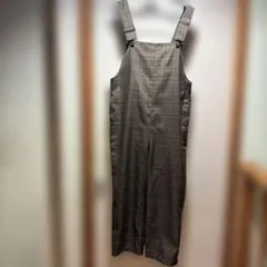 ワイドパンツ　オーバーオール　チェック柄　サマンサモスモス　ブルー