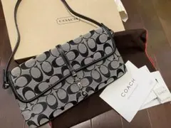 美品COACH 6348ショルダーバッグ ブラック/グレー