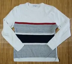 【#ボーダーニットセーター風長袖Tシャツ　】#Men'sL