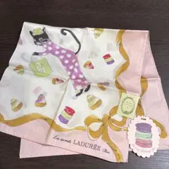 Les secrets LADUREE☆大判ハンカチ 猫 マカロン柄のサムネイル