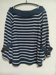 美品★クチューム★ベルスリーブ　ボーダーカットソー　38 Ｍ