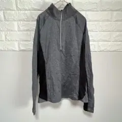長袖 トップスS グレー ハーフジップ　サイドパネル付き 指穴ありスポーツ