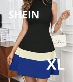 SHEIN（シーイン）カラーブロック　モックネックワンピース　ノースリーブのサムネイル
