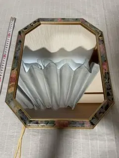 八角形 花柄 壁掛けミラー