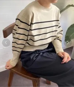 【美品】 LOWRYS FARM スポンディッシュボタンロングスリーブ ニット