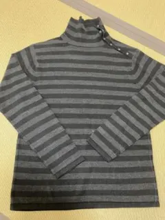 COMME CA ISM ボーダー柄 タートルネックニット