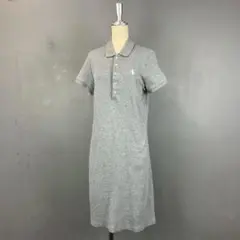 ラルフローレン 半袖 ポロワンピース ロゴ刺繍 グレー Aライン y2k
