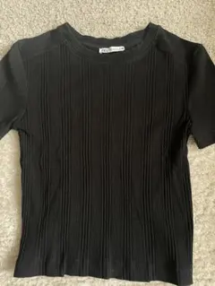 ZARA リブTシャツ ブラック Mサイズ