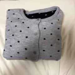 ドット柄 グレー 長袖カーディガン Lサイズ