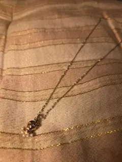 ete　スカルチャーム付きパールゴールドネックレス